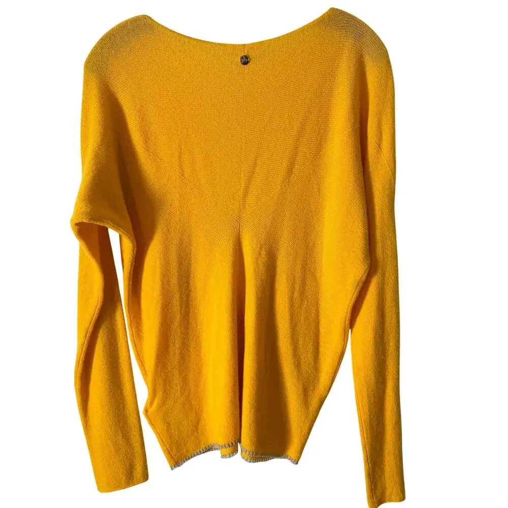 Escada Sport Softina Cashmere Sweater Medium Yellow Batwing Dolman Knit Top Luxe